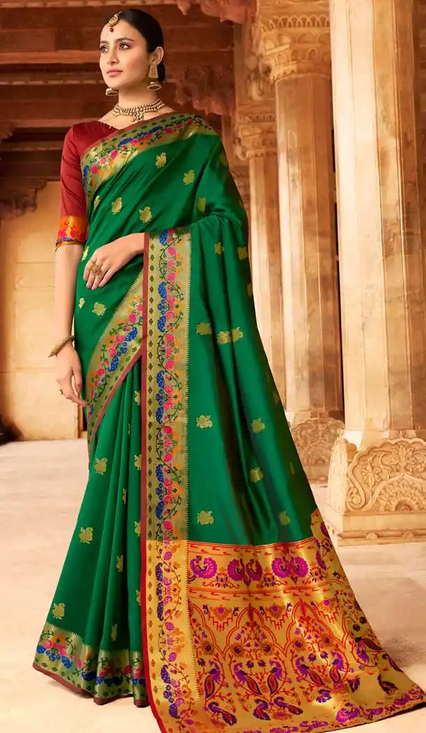 Green Color Soft Silk Traditional Party Wear Saree Blouse -727490019