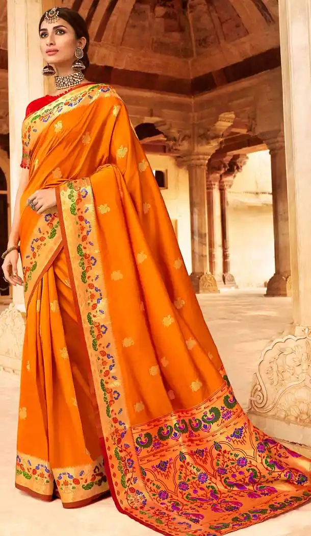 Orange Color Soft Silk Traditional Party Wear Saree Blouse -727490020