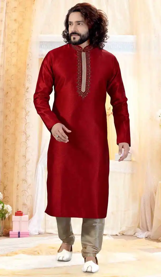 man georgette lucknowi kurta pajama new style