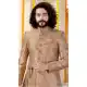 Chikkoo Color Banarasi Silk Designer Indo Western Mens Sherwani -731690580