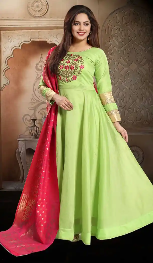 Pista Green Color Chanderi Butti Designer Readymade Plus Size Salwar Kameez -726489937