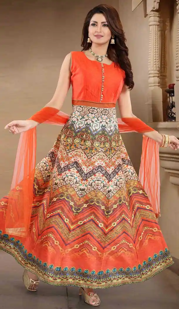 Orange Color Banglori Silk Designer Readymade Plus Size Salwar Kameez -726489943