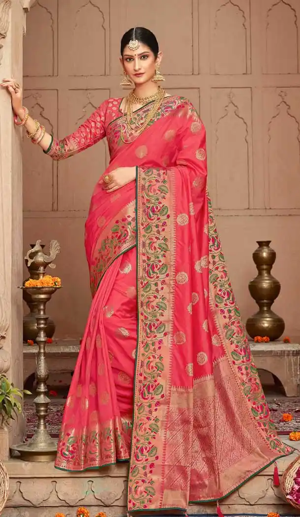 Pink Color Silk Designer Traditional Wear Women Saree Blouse 28490173