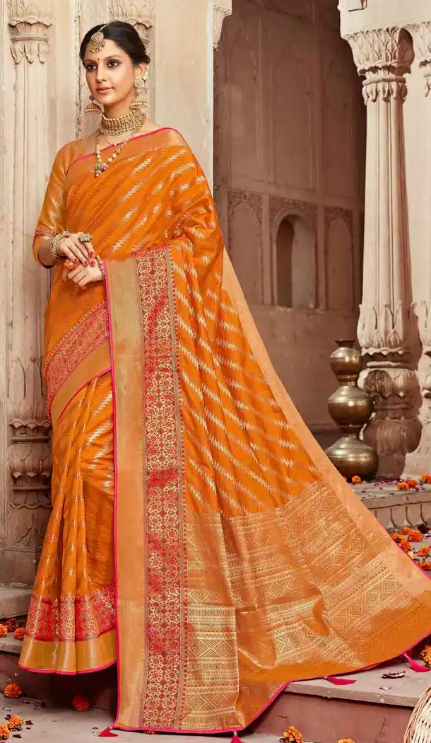 Orange Color Silk Designer Traditional Wear Women Saree Blouse 28490177