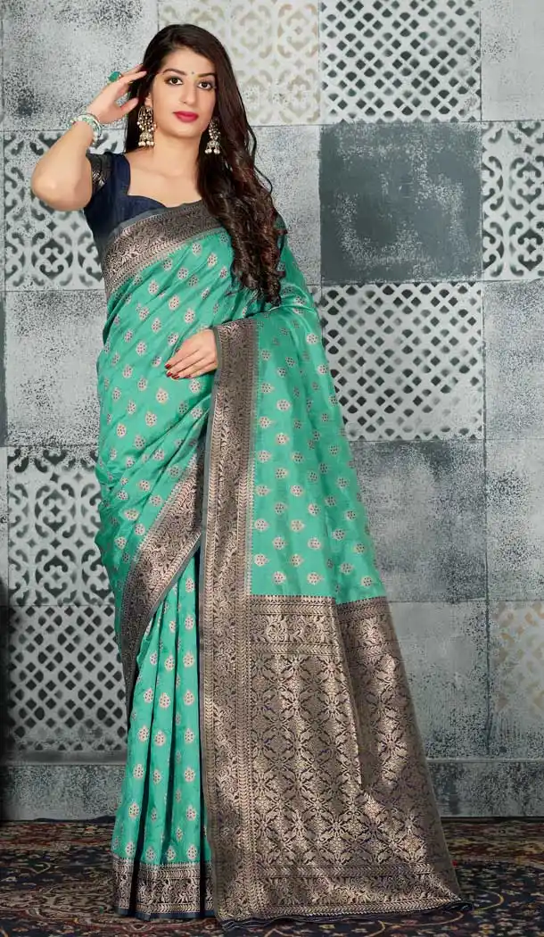 Sea Green Color Banarasi Silk Designer Traditional Women Saree -728890230
