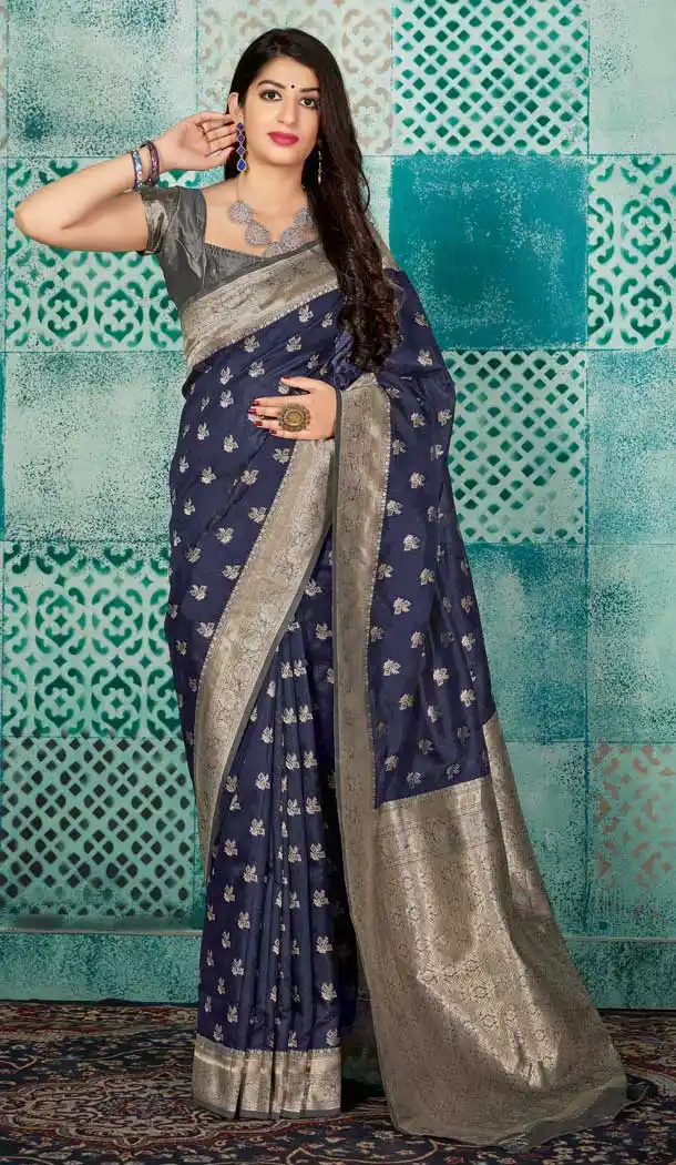 Navy Blue Color Banarasi Silk Designer Traditional Women Saree -728890231