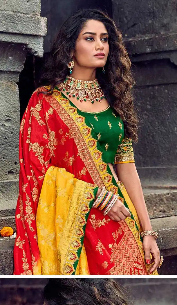 Melodic Yellow Color Silk Designer Bridal Wedding Lehenga Choli -732390658