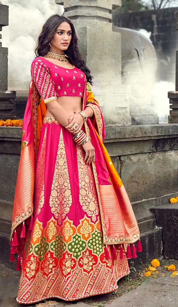 Luscious Pink Color Silk Designer Bridal Wedding Lehenga Choli -732390659