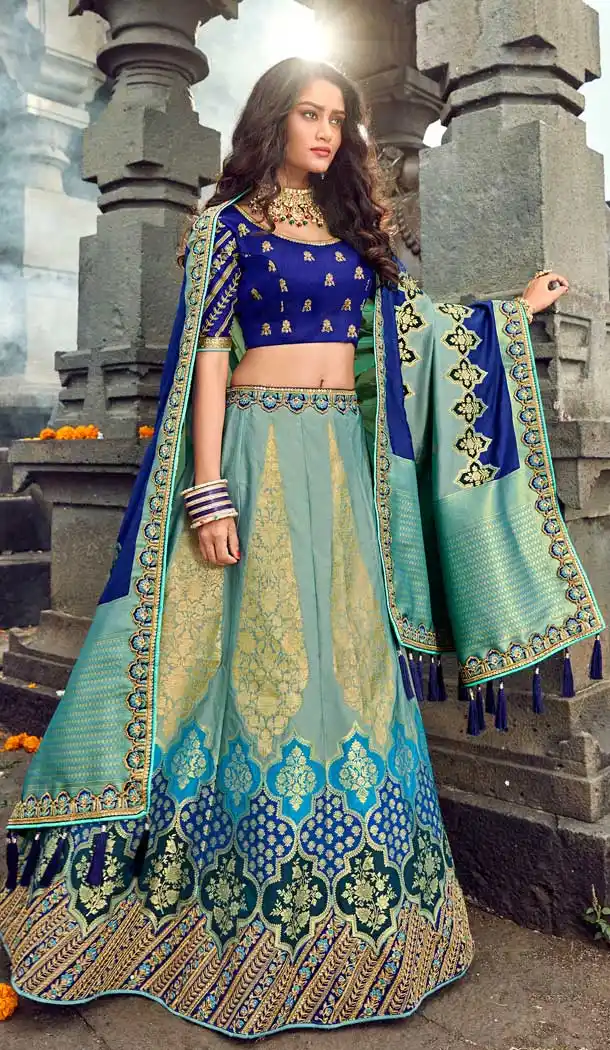 Majesty Sky Blue Color Silk Designer Bridal Wedding Lehenga Choli -732390660