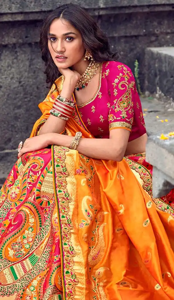 Gorgeous Rani Pink Color Silk Designer Bridal Wedding Lehenga Choli -732390665