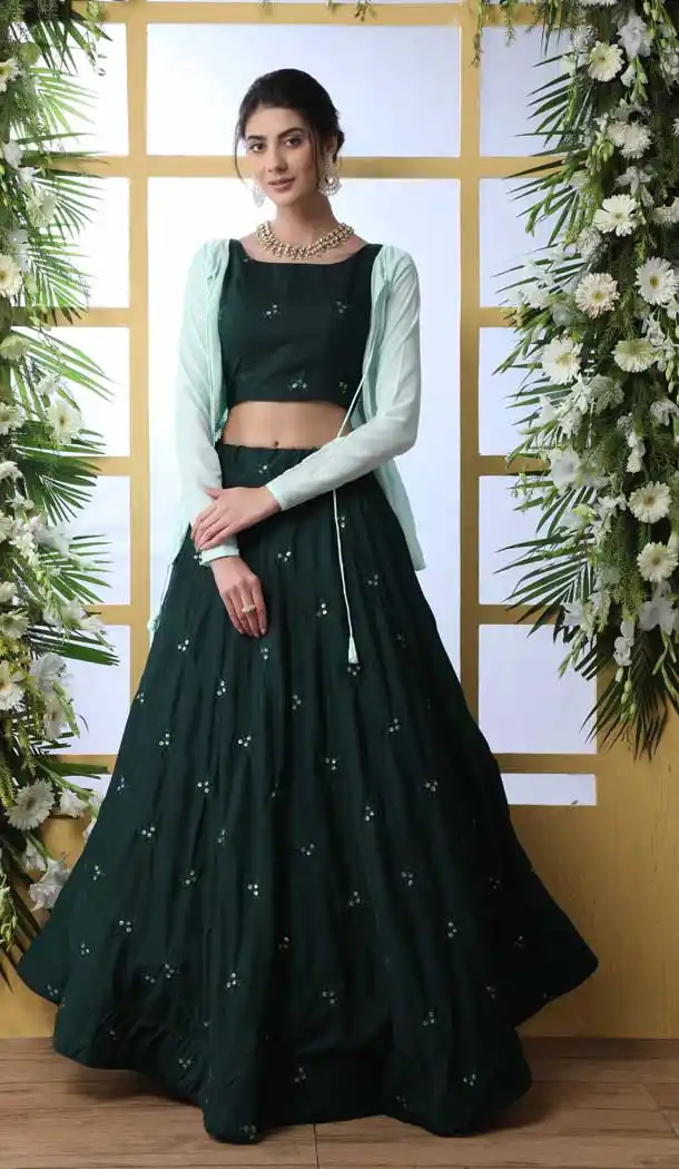 Dark Green Colour Maslin Cotton Designer Casual Wear Indo Western -730290435