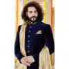 buy navy blue readymade heavy embroidered indowestern wedding sherwani for men