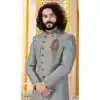 indo-western grey sherwani patiala set