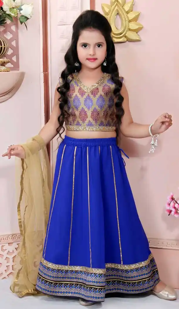 Multi Color Faux Georgette Designer Kids Girl Lehenga Choli -733290848