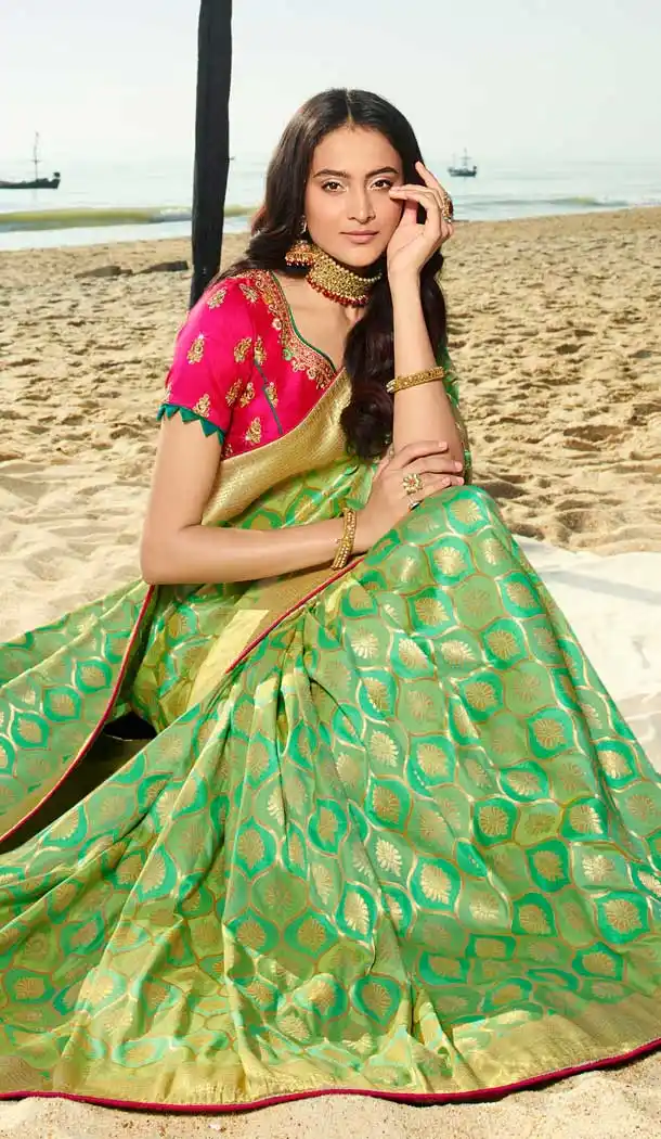 traditional pure silk jacquard saree of assam