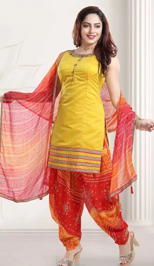 Yellow Color Banglori Silk Designer Readymade Punjabi Suit -735891103