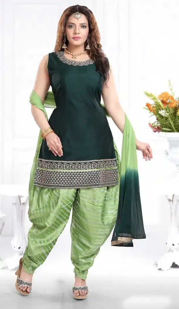 Dark Green Color Banglori Silk Designer Readymade Punjabi Suit -735891104