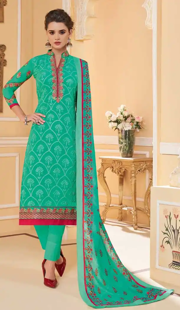 Light Green Color Heavy foux Georgette Casual Wear Readymade Suit -736091114