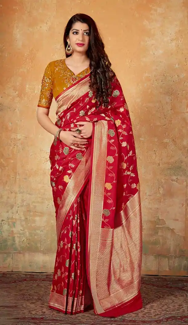 Red Color Banarasi Silk Traditional Designer Saree Blouse -737291214