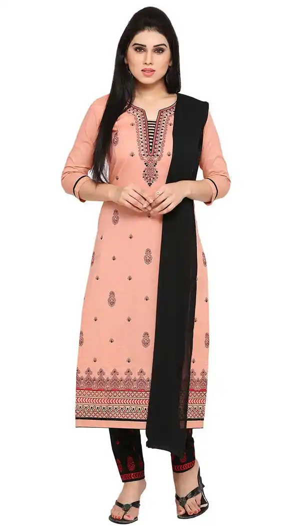Peach Color Cotton Casual Party Wear Salwar Kameez -727890083