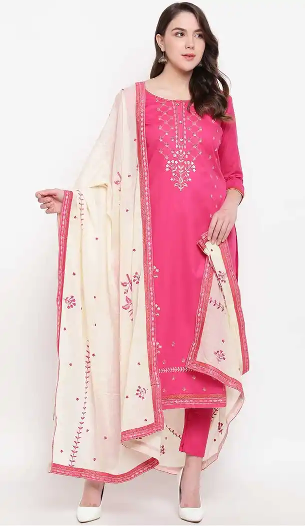 Pink Color Cotton Blend Casual Party Wear Salwar Kameez -727890086