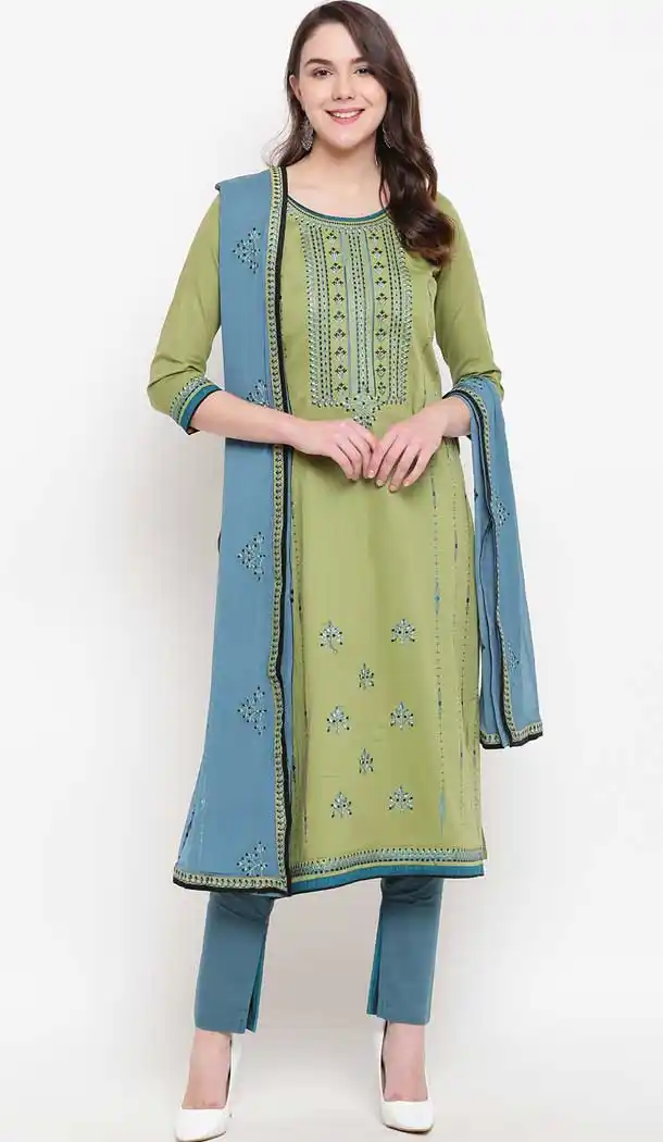 Sea Green Color Cotton Blend Casual Party Wear Salwar Kameez -727890094