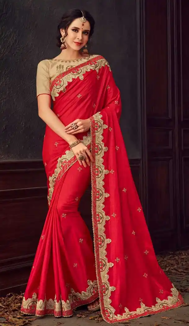 Red Color Poly Silk Traditional Party Wear Saree Blouse -733690875
