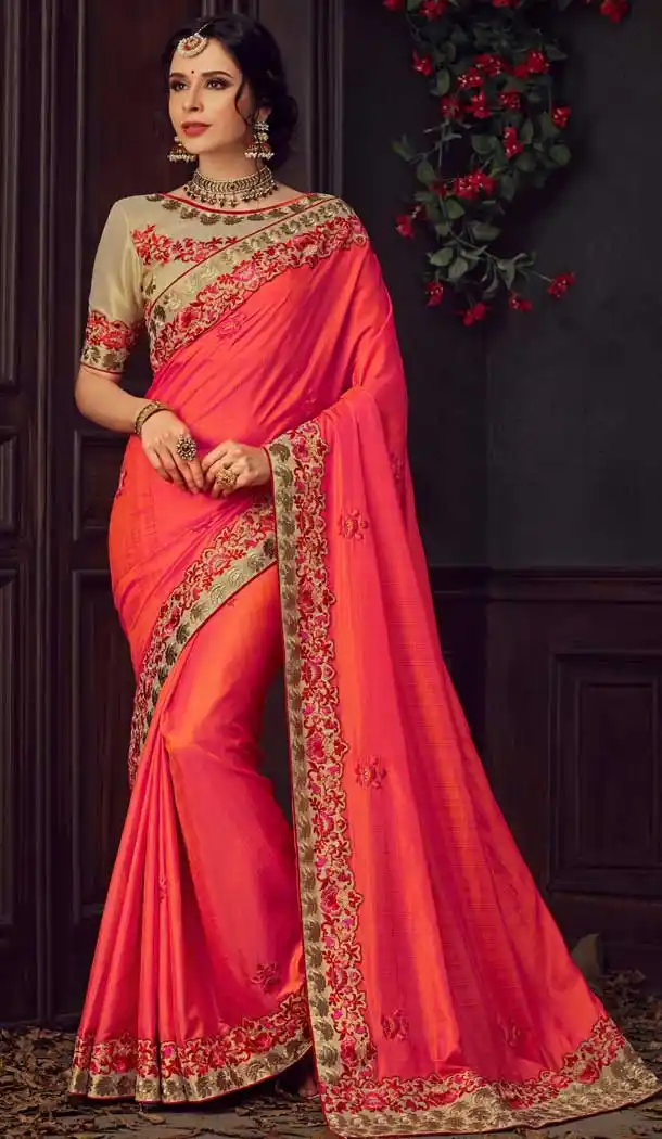 traditional saree in poly silk poses -733690879