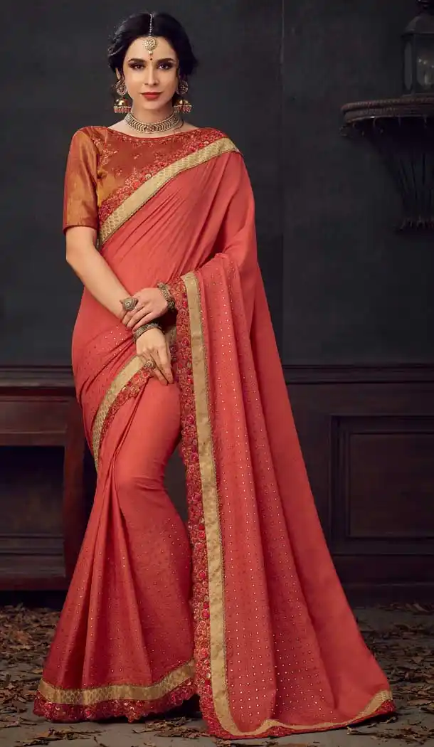 Beautiful Maroon Color Poly Silk Traditional Party Wear Saree Blouse -733690893
