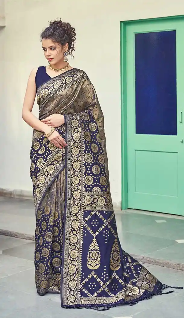 Stylish Blue Color Banarasi Art Silk Traditional Party Wear Saree -736191119