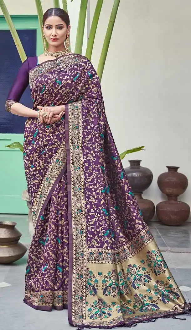 Purple Color Banarasi Art Silk Traditional Party Wear Saree -736191122