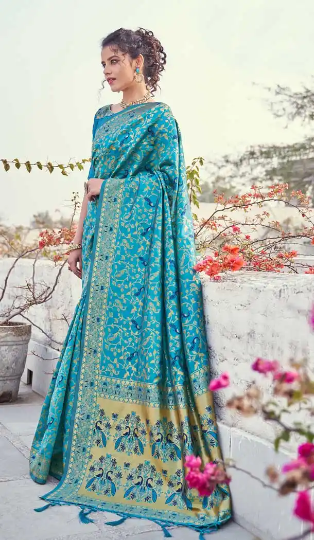 Adorable Sky Blue Color Banarasi Art Silk Traditional Party Wear Saree -736191126