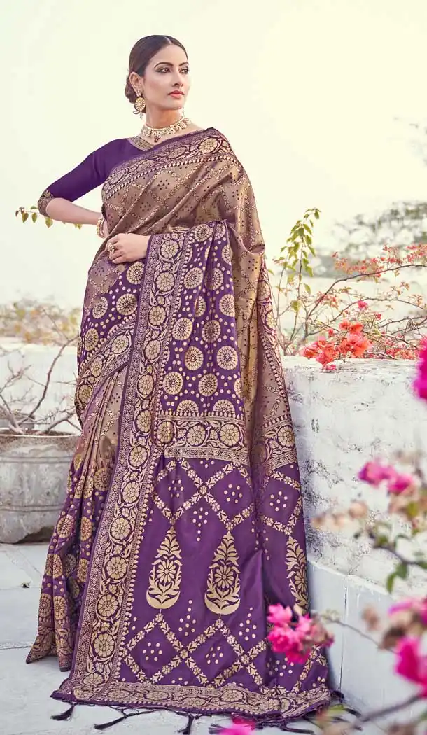 Purple Color Banarasi Art Silk Traditional Party Wear Saree -736191127