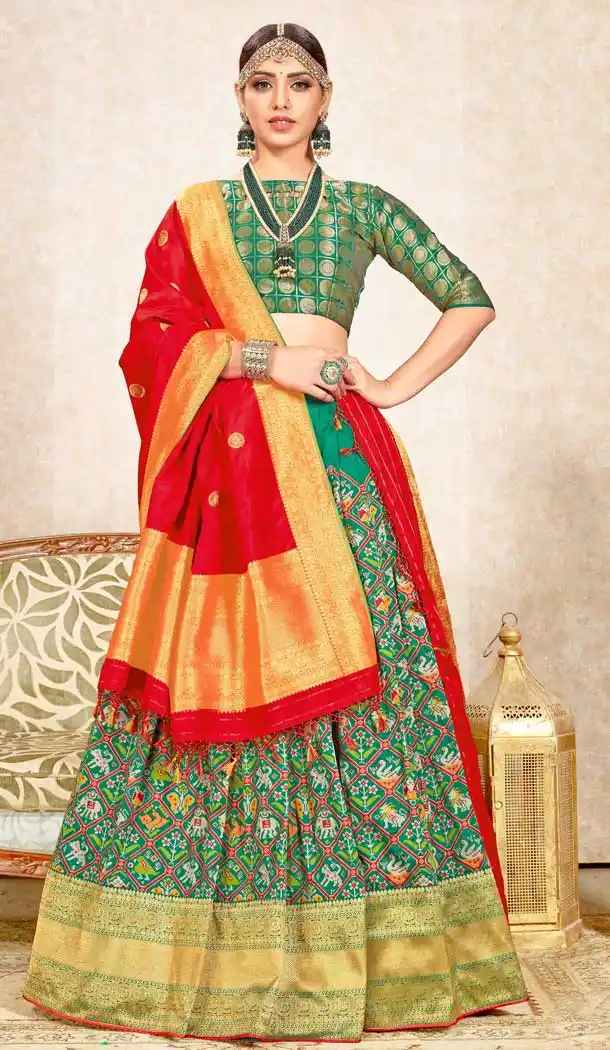 Luscious Green Color Banarasi Silk Designer Wedding Lehenga Choli -748092407