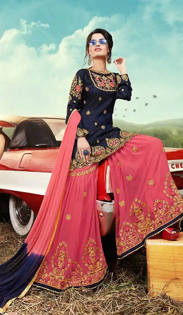 sharara suit in satin for ladies -747992400