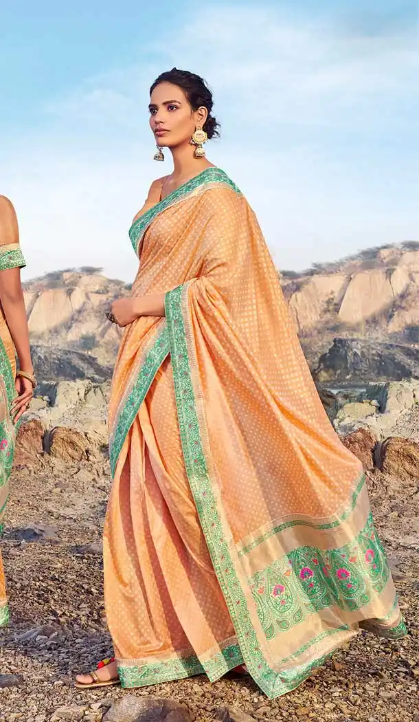 Golden Colour Chanderi Silk Traditional Party Wear Saree Blouse -752192743