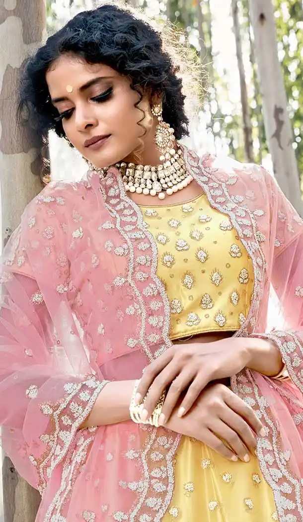 Gorgeous Yellow Color Net Designer Traditional Party Wear Lehenga Choli -752092734