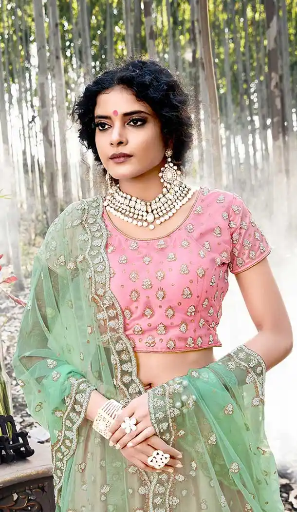 Ethnic Light Pink Color Net Designer Traditional Party Wear Lehenga Choli -752092735