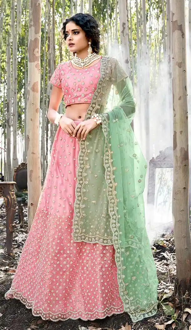 Ethnic Light Pink Color Net Designer Traditional Party Wear Lehenga Choli -752092735