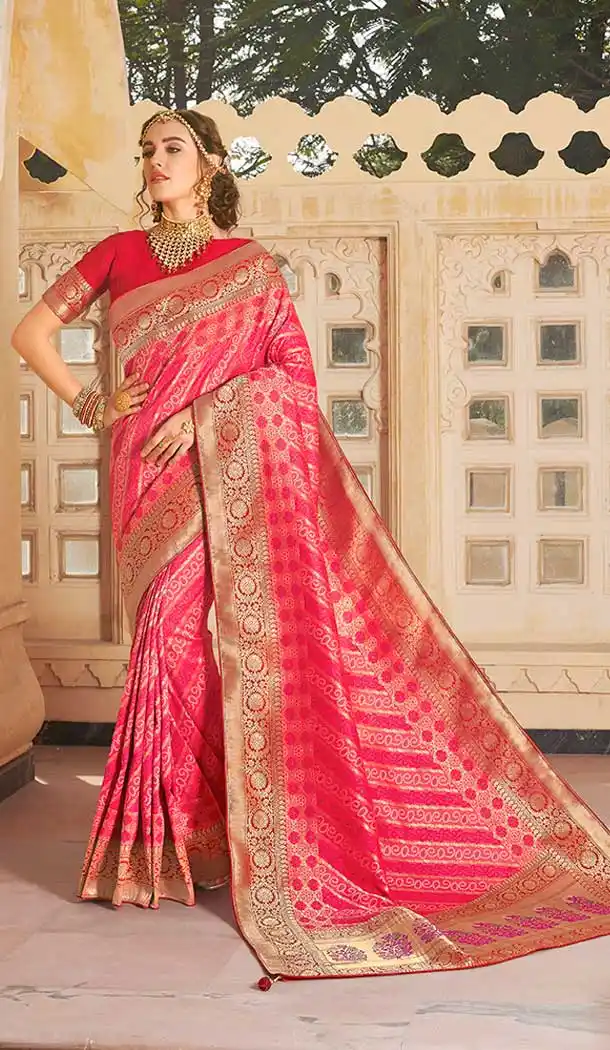 Rani Pink Color Silk Embroidery Designer Traditional Wear Saree -752392753