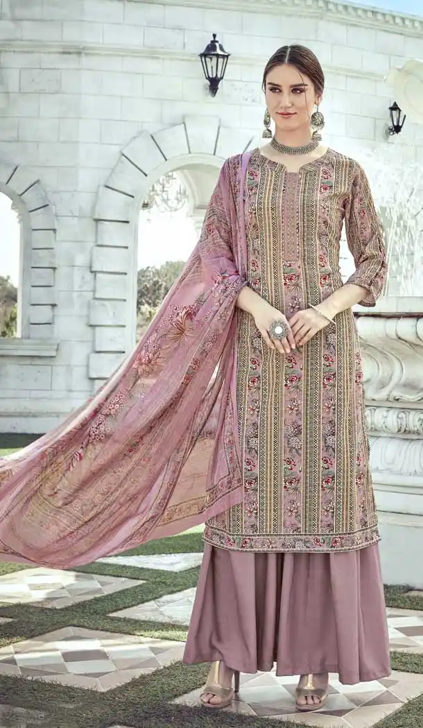 Old Rose Color Pure Crepe Digital Print Pakistani Style Palazzo Suit -756193288