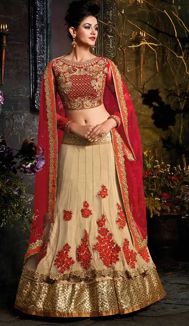 Chic Chiku Color Georgette Heavy Designer Wedding Wear Lehenga Choli -757793526