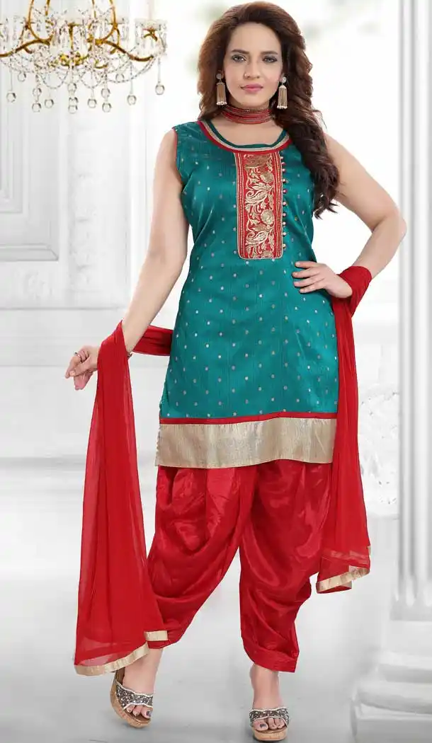 Rama Green Color Malbari Butti Designer Readymade Punjabi Suit -762793892