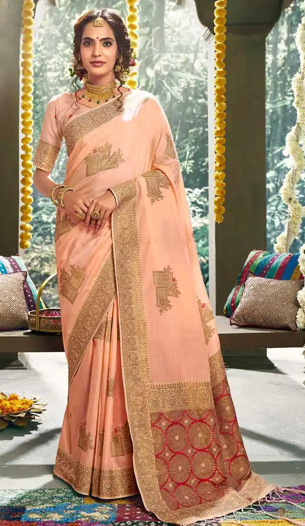 Baby Pink Color Cotton Party Wear Women Saree Blouse -762893900