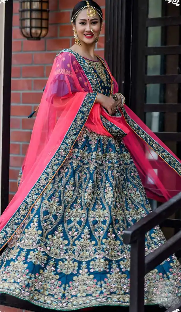 Morpich Color Chennai Silk Desiginer Wedding Wear Lehenga Choli -764694116