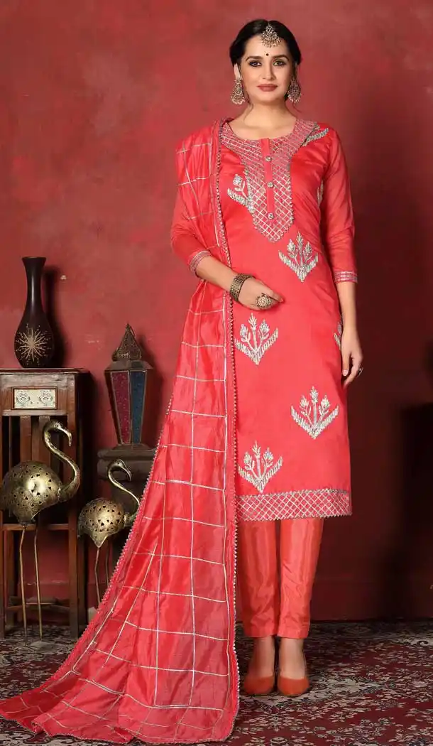 Coral Color Modal Cotton Casual Office Wear Salwar Kameez -767394388