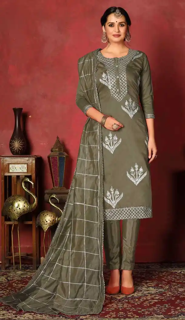 Crimson Mehendi Color Modal Cotton Casual Office Wear Salwar Kameez -767394391