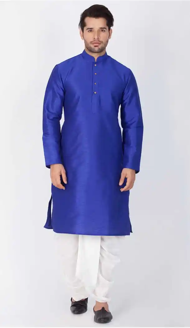 Blue Color Banarasi Dhupion Silk Readymade Plus Size Dhoti Kurta -765194136