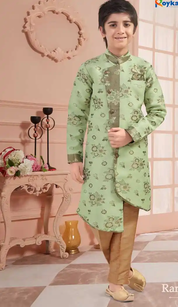 Pista Color Jacquard Readymade Kid Boys Kurta Pajama -VOL171715