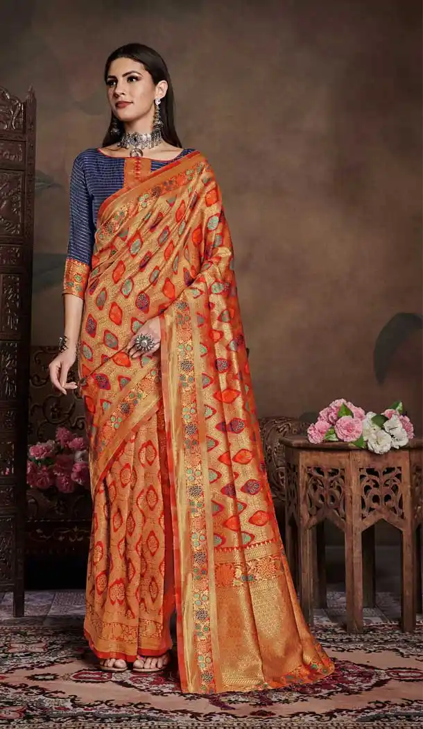 Red Color Banarasi Art Silk Traditional Wear Saree Blouse -737691269